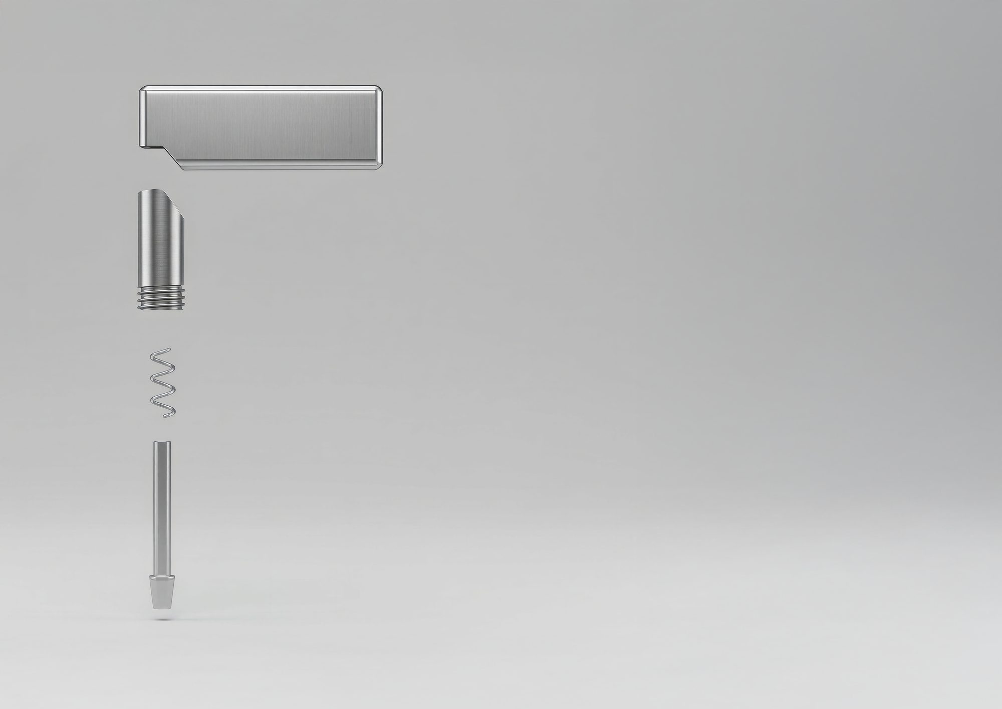 Exploded view of the Flag lock: flag, shaft, spring and pin
