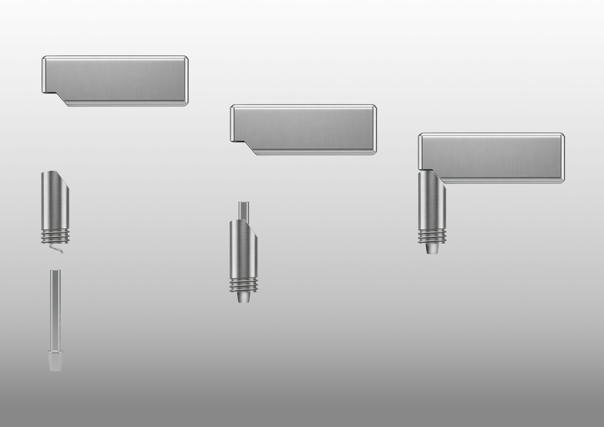 The Flag lock in three stages of assembly